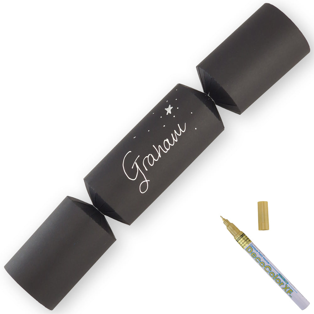 Black | 12 Personalise Your Own Crackers | Make & Fill Your Own | With Pen