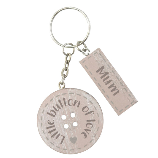 Mum | Little Button of Love | Wooden Keyring | Mini Gift | Cracker Filler