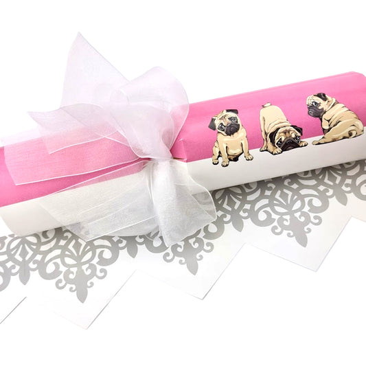 Cute Pink Pug | 6 Large Bowtastic Crackers | Make & Fill Your Own