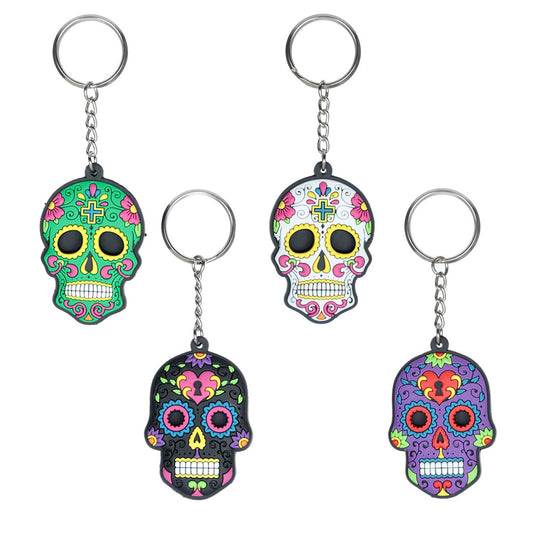 Bright Day of the Dead Skull Keyring | Single | Mini Gift | Cracker Filler