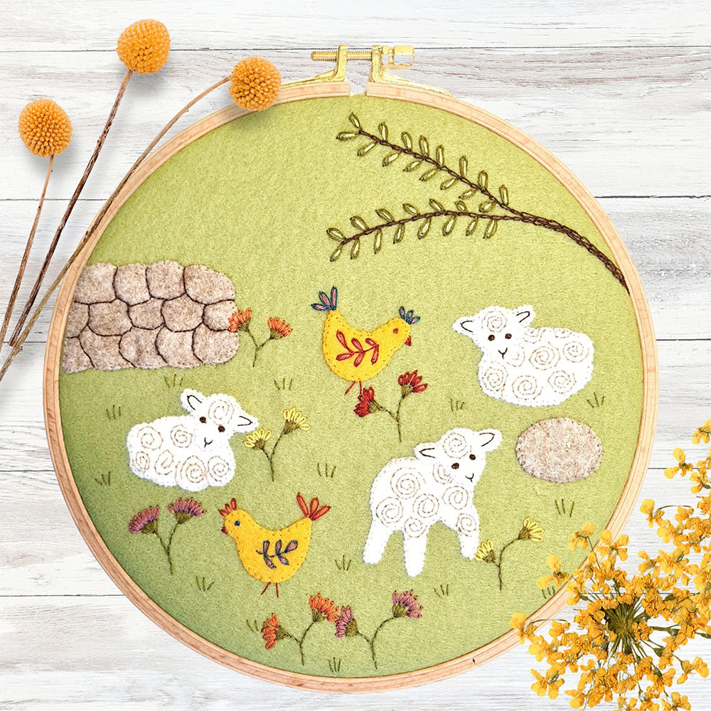 Playing in the Meadow | 19cm Applique Hoop Sewing Kit & Hoop | Corinne Lapierre