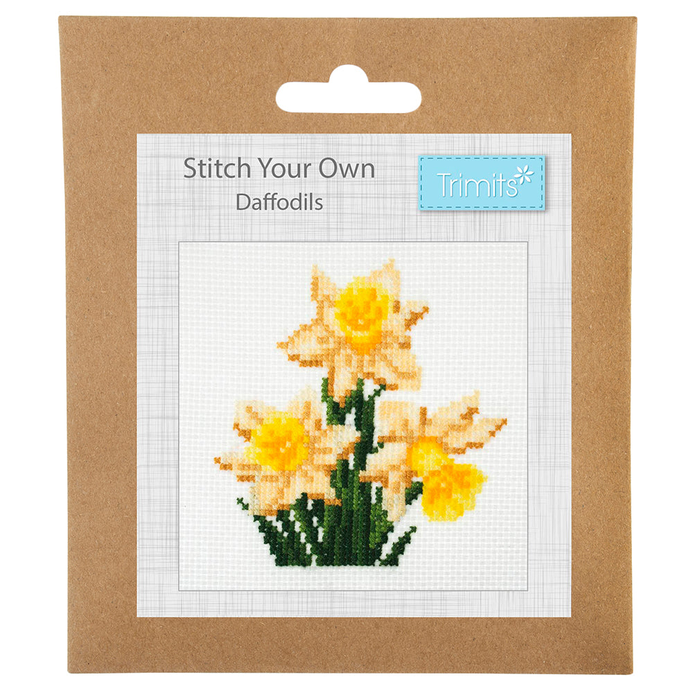 Daffodils | Complete Mini Cross Stitch Kit | 13x13cm