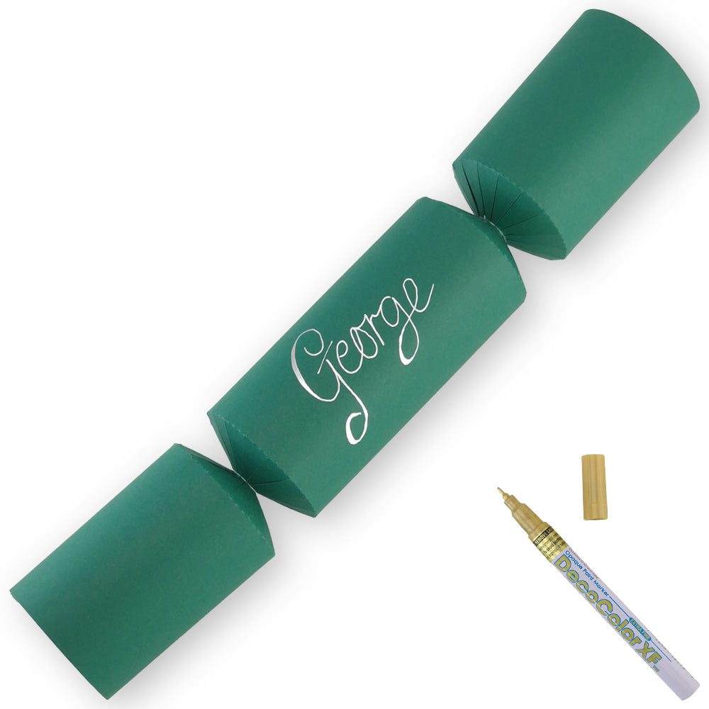 Rich Green | 12 Personalise Your Own Crackers | Make & Fill Your Own | With Pen