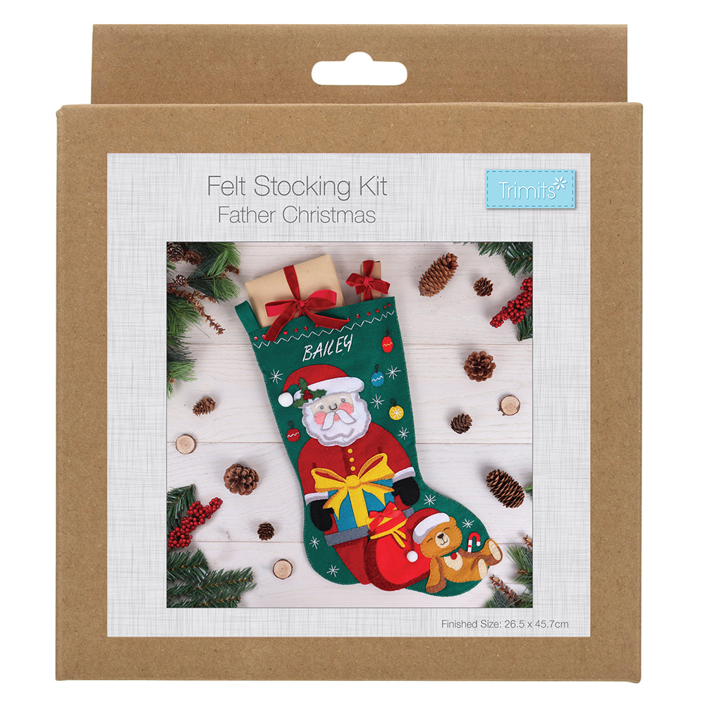 Father Christmas Felt Stocking | Sewing Kit | 46cm Long