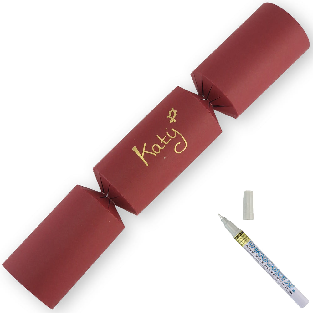 Burgundy Red | 12 Personalise Your Own Crackers | Make & Fill Your Own With Pen