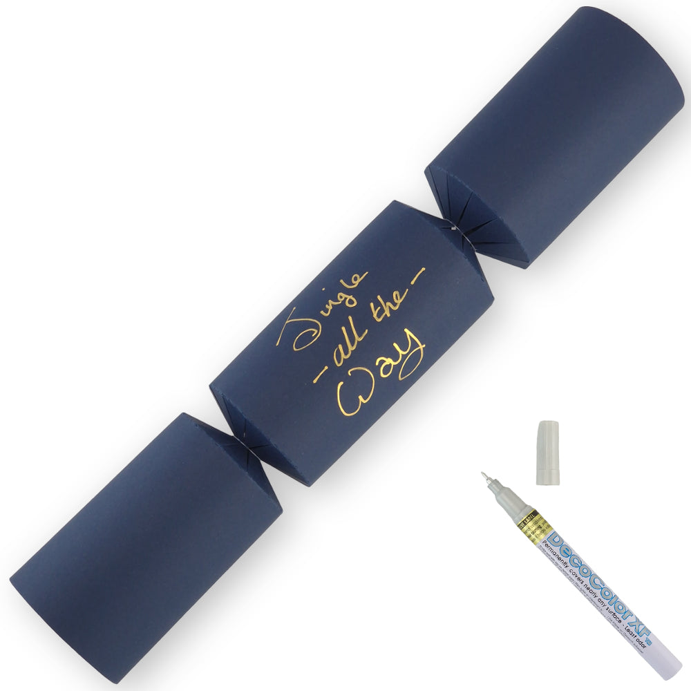 Navy Blue | 12 Personalise Your Own Crackers | Make & Fill Your Own | With Pen