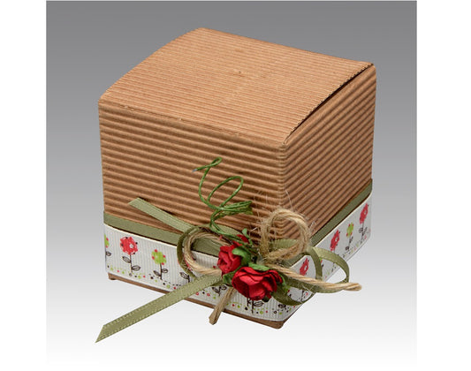 Corrugated Kraft | Mini 5cm Cube Gift Box with Lift Up Lid | Pack of 10