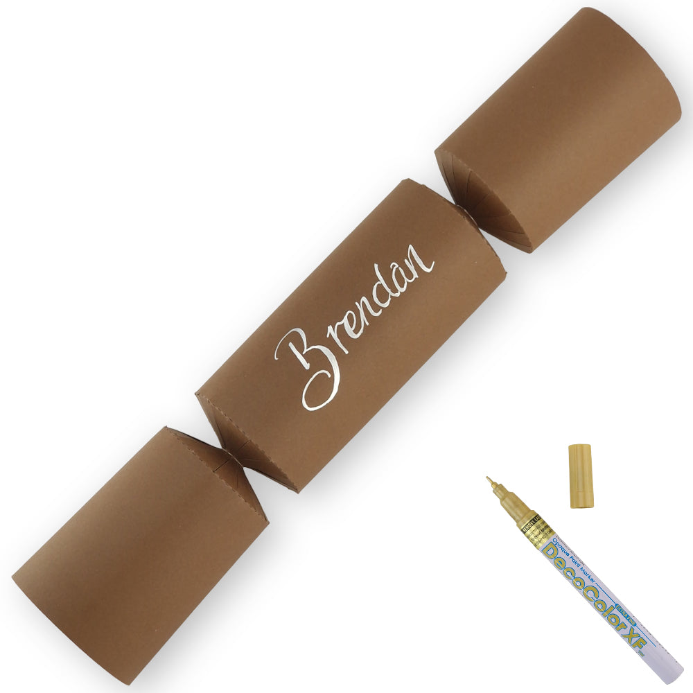 Brown | 12 Personalise Your Own Crackers | Make & Fill Your Own | With Pen