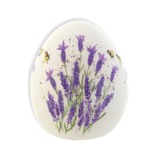 Lavender & Bees | Ceramic Easter Egg Ornament | 9cm Tall | Home Décor