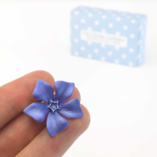 Pretty Periwinkle Brooch | Deep Blue | 3cm Wide | Mini Gift | Cracker Filler