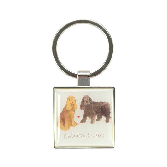 Contented Cockers | Cocker Spaniels | Metal Keyring | Mini Gift | Cracker Filler