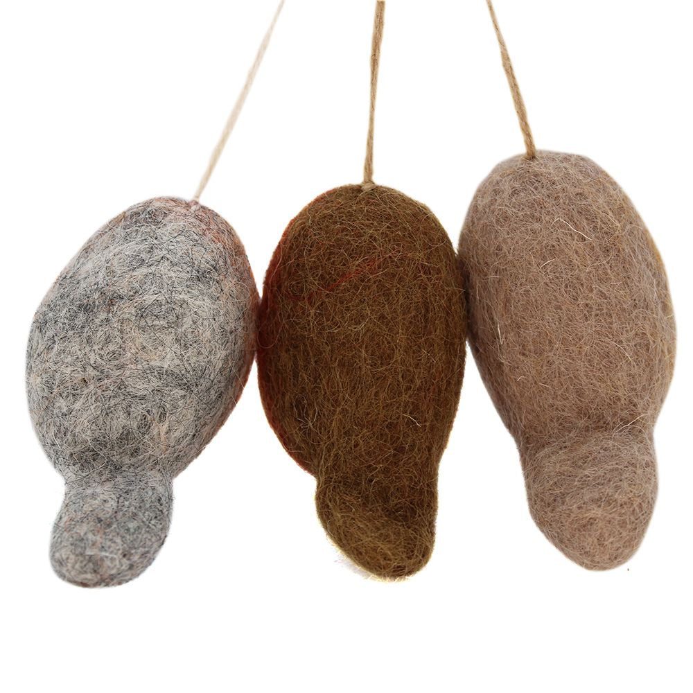 3 6cm Felt Robin Baubles - Hanging Christmas Decorations | Fairtrade Felt