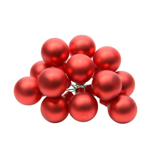 Matt Red Glass Berries on Wire | Christmas Floristry & Crafts | 2cm