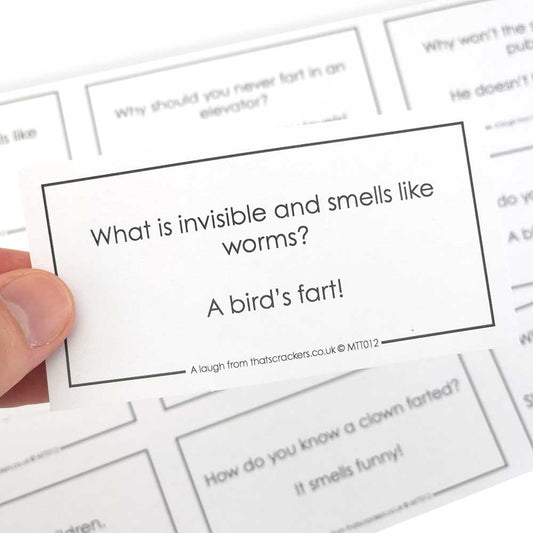 Fart Jokes | Sheet of 12 | Make & Fill Your Own Crackers