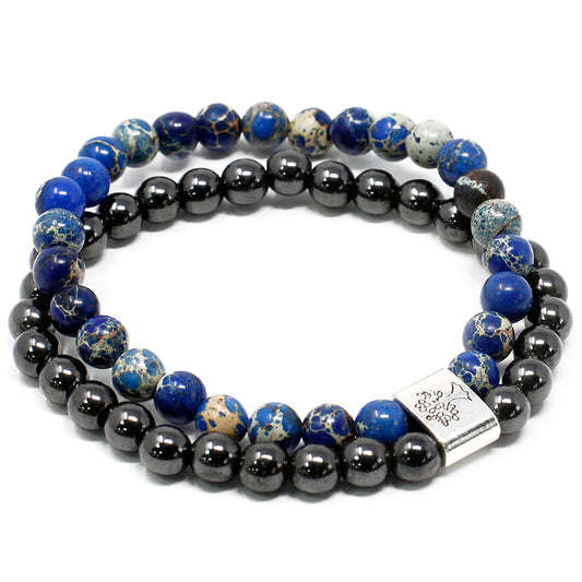 Sodalite Bead & Magnetic Bead Twin Bracelet Set | Self Esteem & Objectivity