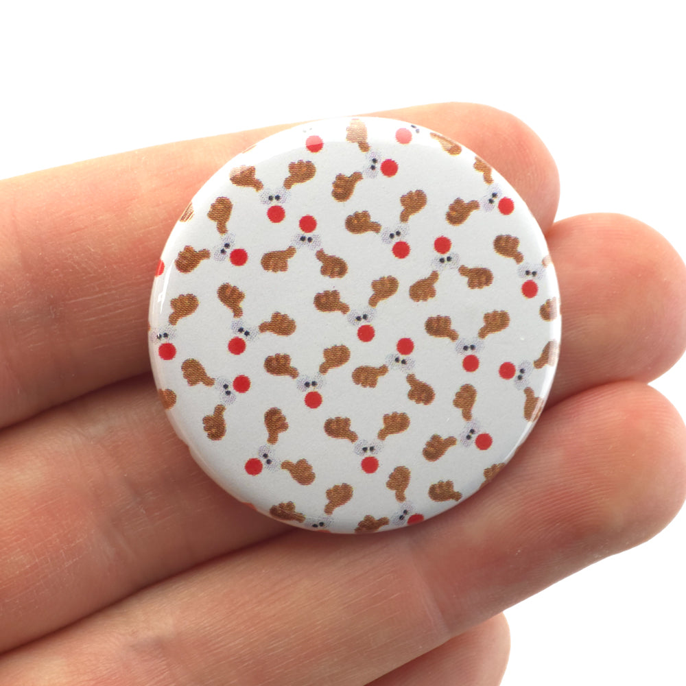 Cheeky Rudolph | 38mm Button Pin Badge | Mini Gift | Cracker Filler