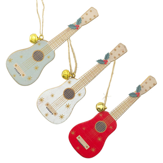 Wooden Guitar | Hanging Christmas Decoration | Single | Gisela Graham