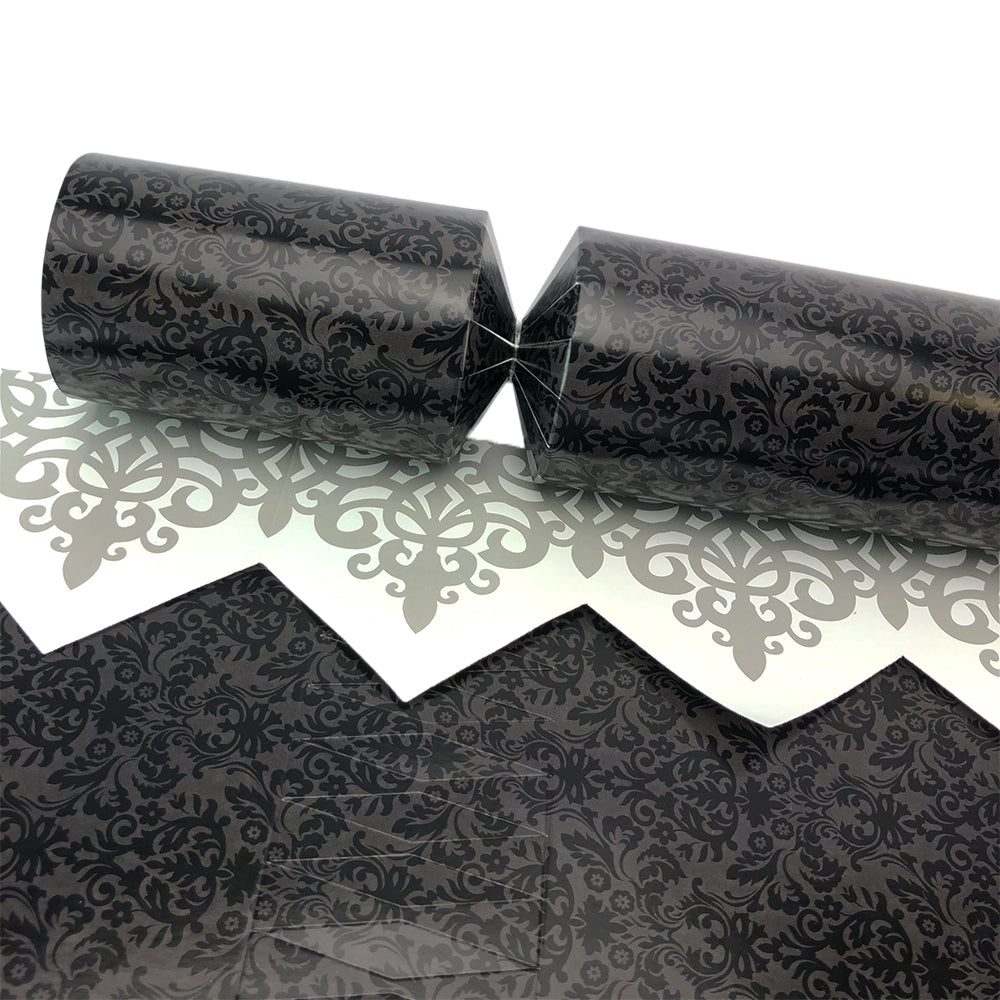 6 Large Black Victorian Damask Cracker Making Craft Kit - Make & Fill Your Own