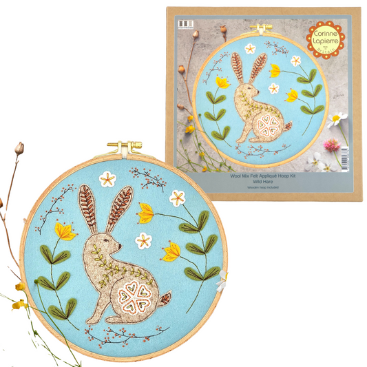 Wild Hare | 19cm Applique Hoop Sewing Kit & Hoop | Corinne Lapierre