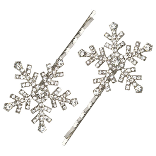 Large Diamante Snowflake Hair Grips for Girls | Mini Gift | Cracker Filler