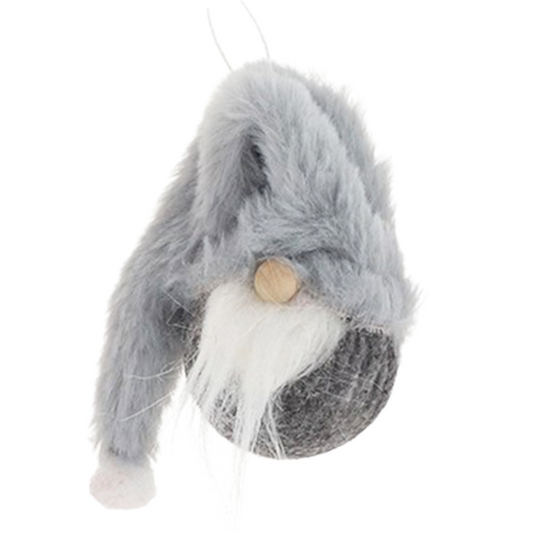 Grey | Super Cute Gonk | Hanging Christmas Ornament with Furry Hat