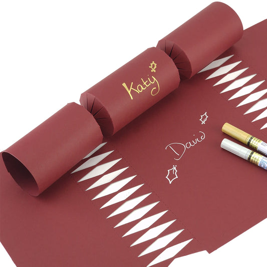 Burgundy Red | 12 Personalise Your Own Crackers | Make & Fill Your Own With Pen