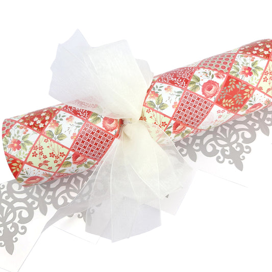 Red Floral Patchwork | 6 Large Bowtastic Crackers | Make & Fill Your Own