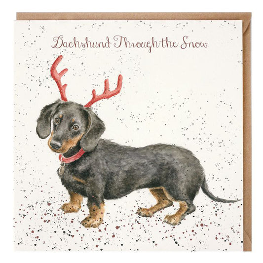 Dachshund Through the Snow | Merry Christmas | 15x15cm | Wrendale Designs