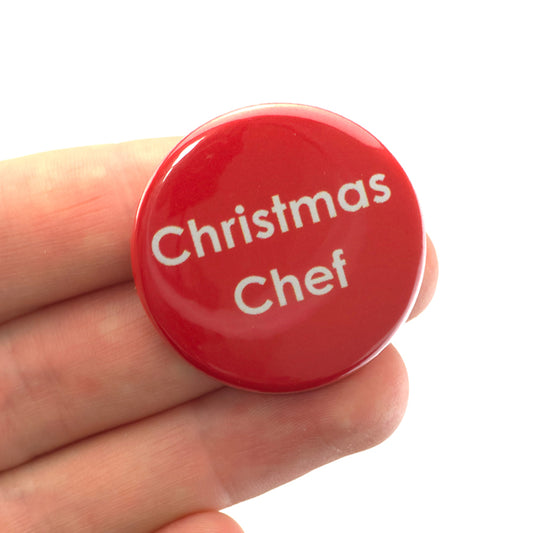 Christmas Chef | 38mm Button Pin Badge | Mini Gift | Cracker Filler