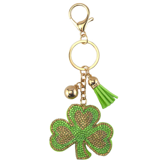 Irish Shamrock | Jumbo Diamante Bag Charm/Keyring | Mini Gift | Cracker Filler