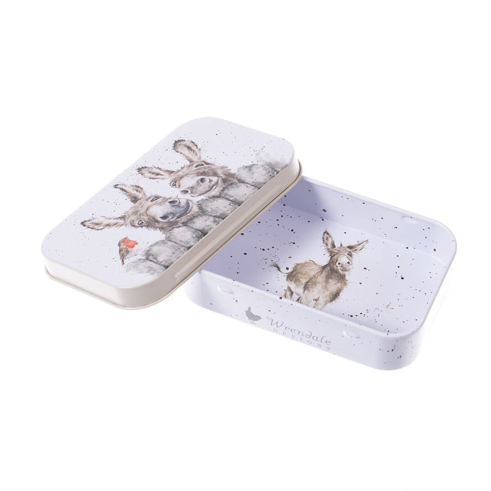 Donkeys & Robin | 9cm Wrendale Lidded Tin | Cracker Filler | Mini Gift