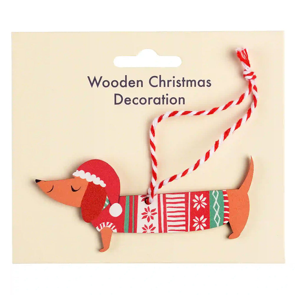 Sausage Dog | Dachshund Wooden Christmas Decoration | Mini Gift | Cracker Filler