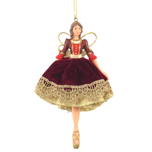 Opulent Claret Red Fairy | Christmas Tree Decoration | 13cm Tall | Gisela Graham