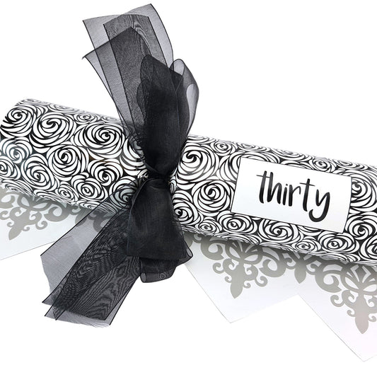 Black Rose - 30th Birthday | 6 Large Bowtastic Crackers | Make & Fill Your Own