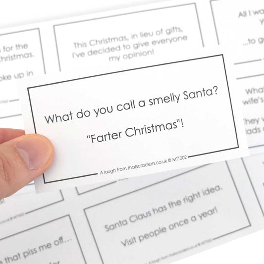 Risque Christmas Jokes for Adults | Sheet of 12 | Make & Fill Your Own Crackers