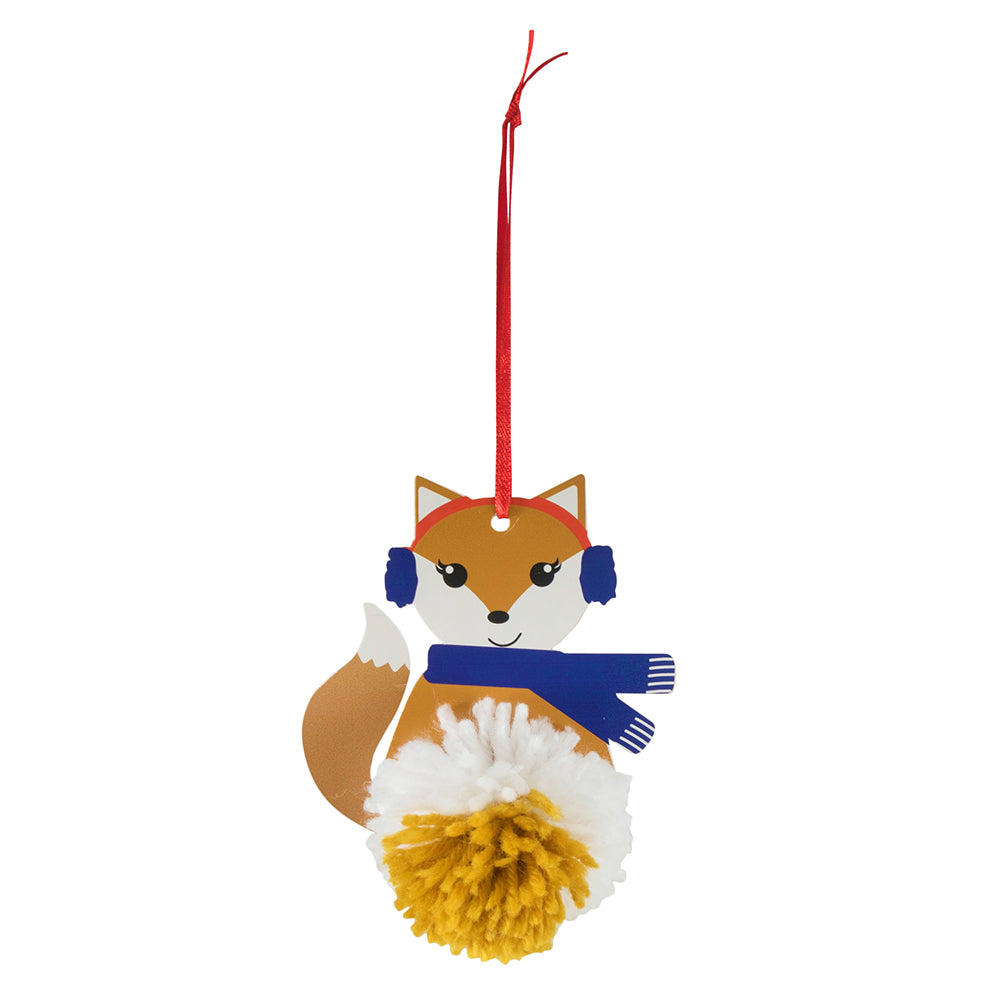 Make Your Own Pom Pom Winter Fox Mini Craft Kit for Kids | Hanging Ornament