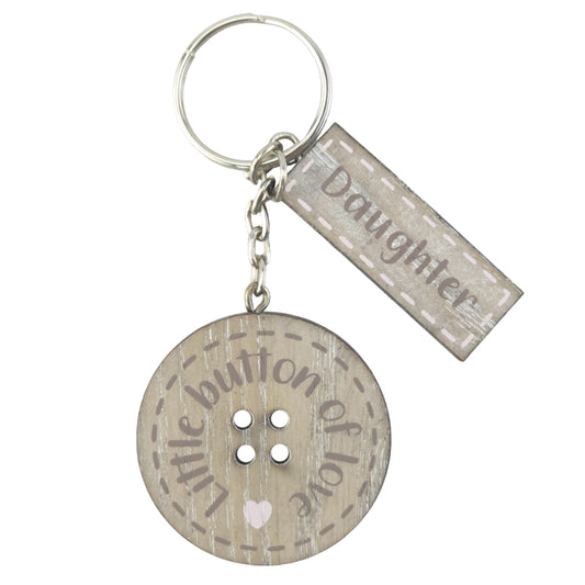 Daughter | Little Button of Love | Wooden Keyring | Mini Gift | Cracker Filler