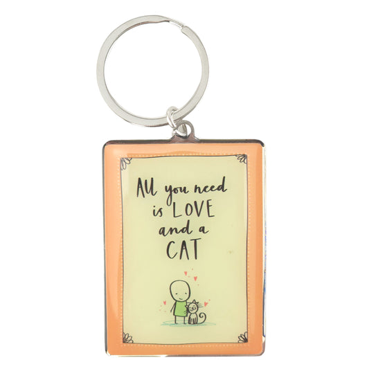 All You Need Is Love and a Cat | Metal Keyring | Mini Gift | Cracker Filler