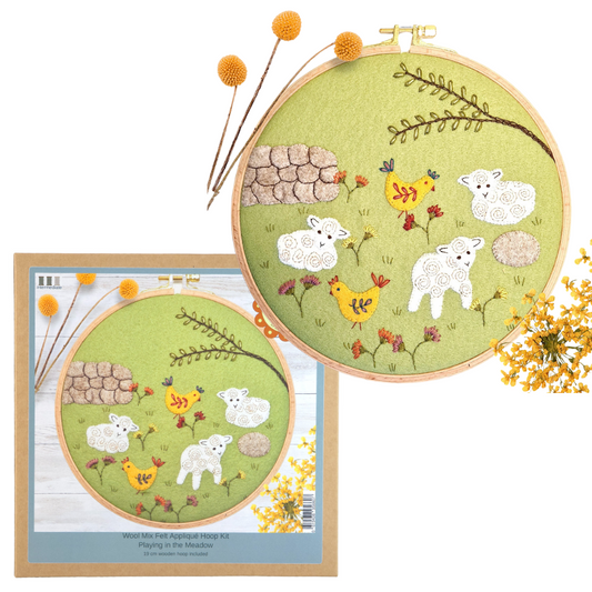 Playing in the Meadow | 19cm Applique Hoop Sewing Kit & Hoop | Corinne Lapierre