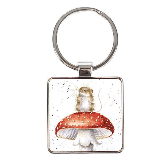 Wrendale Metal Keyring | Mouse On Toadstool | Cracker Filler | Mini Gift