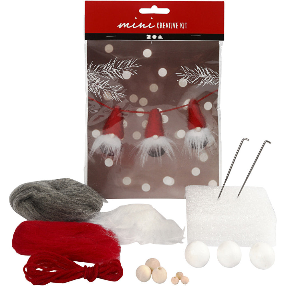 Christmas Gonks Mini Garland Needle Felting Craft Kit | DIY Decoration