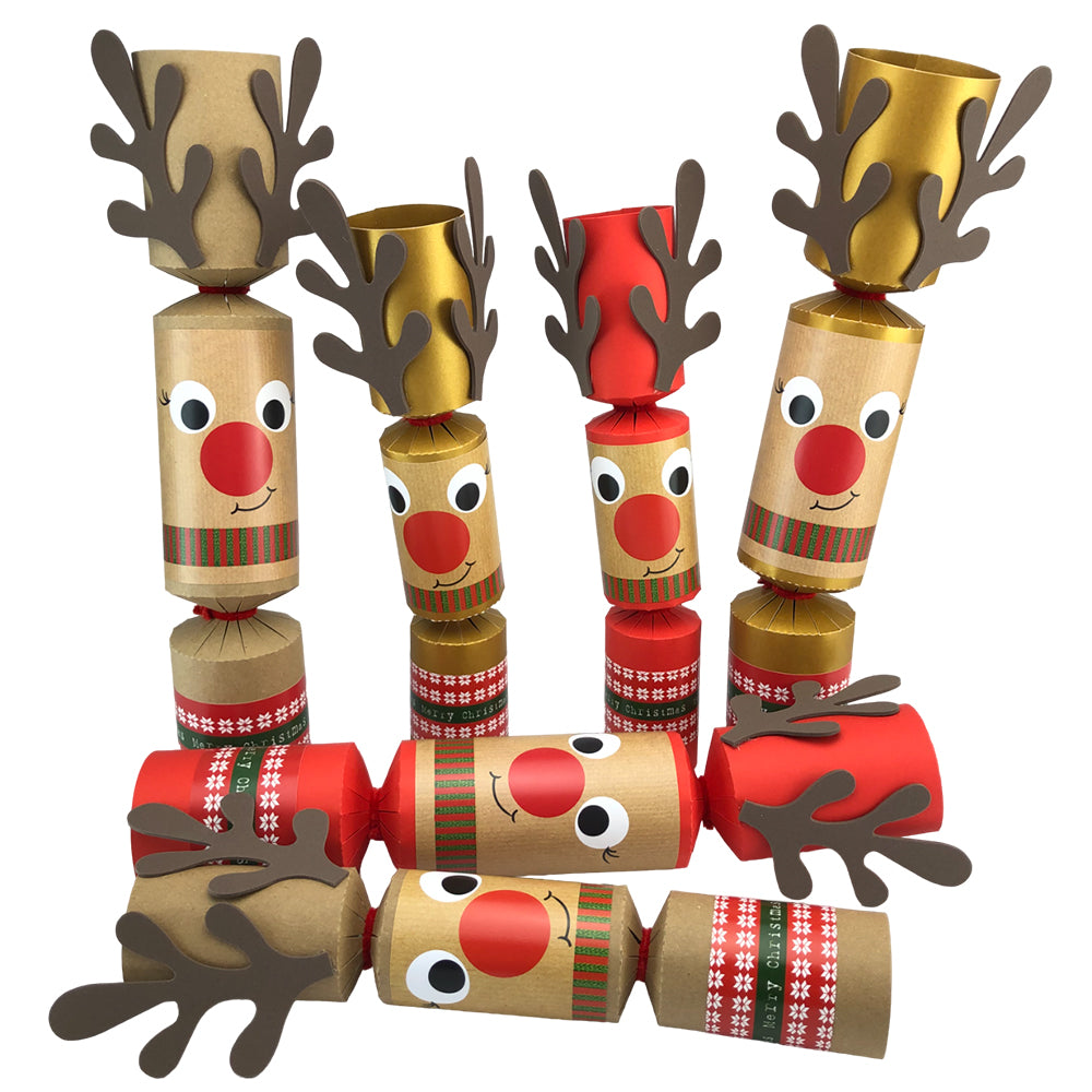 8 Standy Uppy Rudolph Crackers | Reindeer Christmas Cracker Making Craft Kit