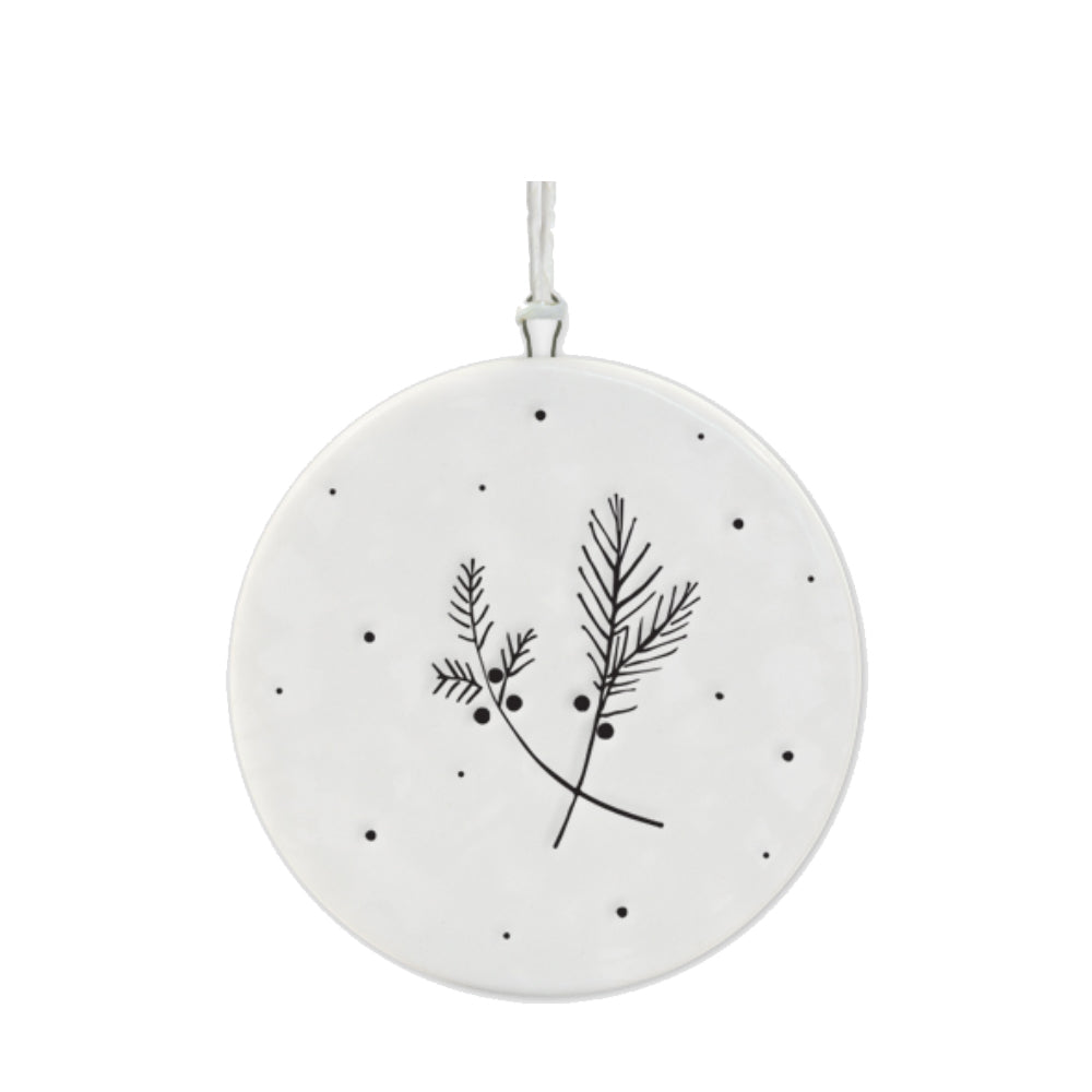 5.5cm Porcelain Disc Christmas Hanging Decoration |Merry Christmas Robins