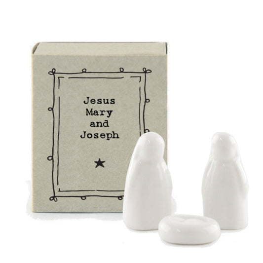 Jesus Mary and Joseph | Ceramic Nativity | Cracker Filler | Matchbox Mini Gift