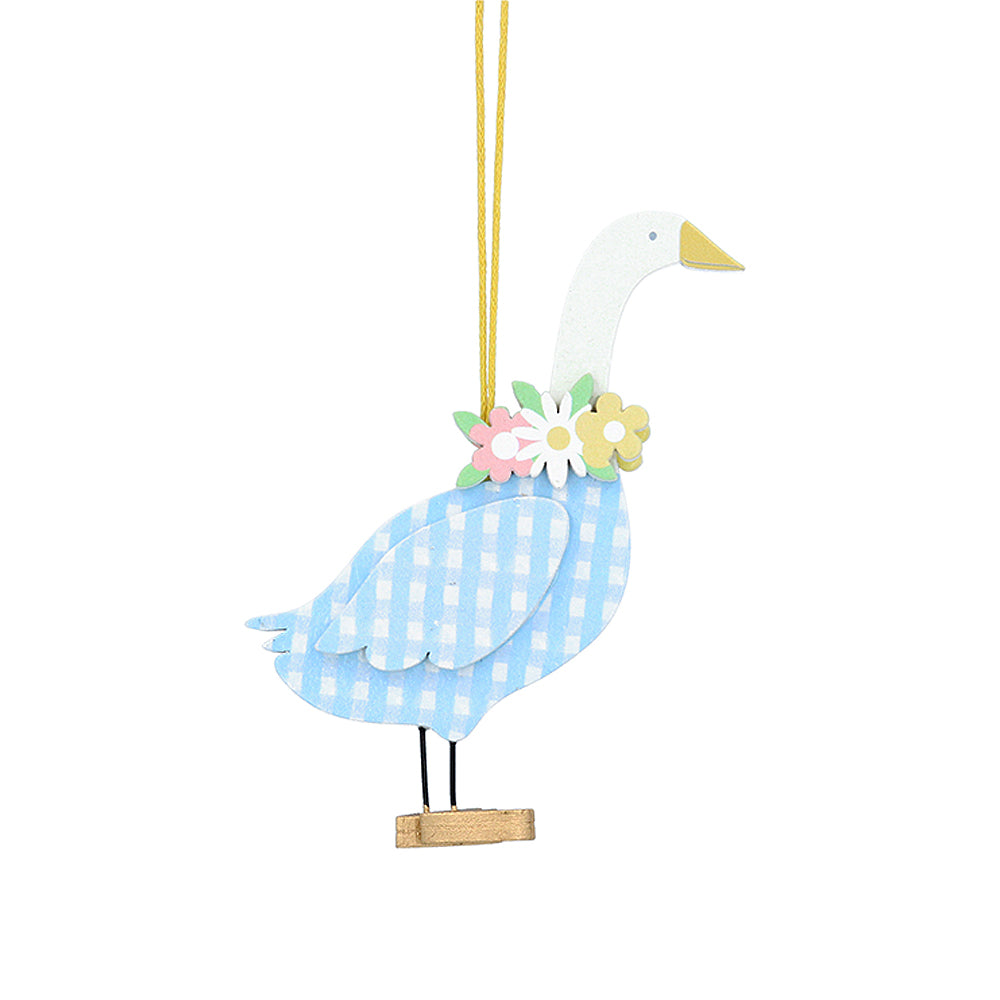 Blue Mother Goose Easter Tree Decoration | Hanging Wooden Ornament | Gisela Graham