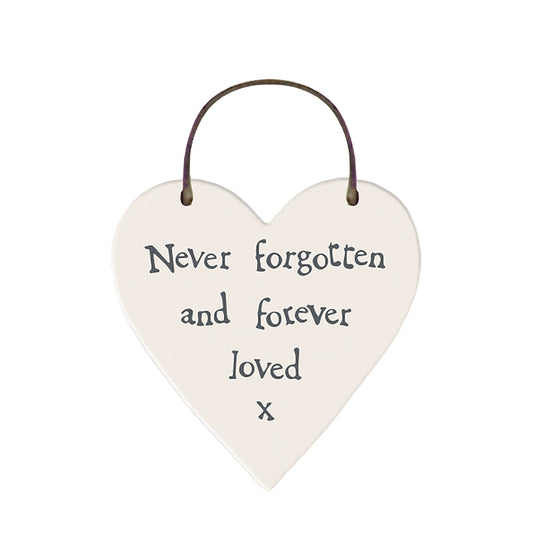 Never Forgotten and Forever Loved Mini Wooden Hanging Remembrance Heart | Cracker Filler | Mini Gift