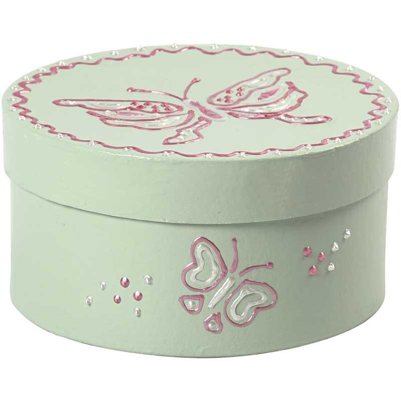 3 Round Nesting Paper Mache Boxes - Largest 14.5x7.5cm | Papier Mache Boxes