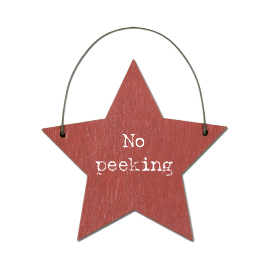 No Peeking - Mini Wooden Hanging Star | Cracker Filler | Mini Gift