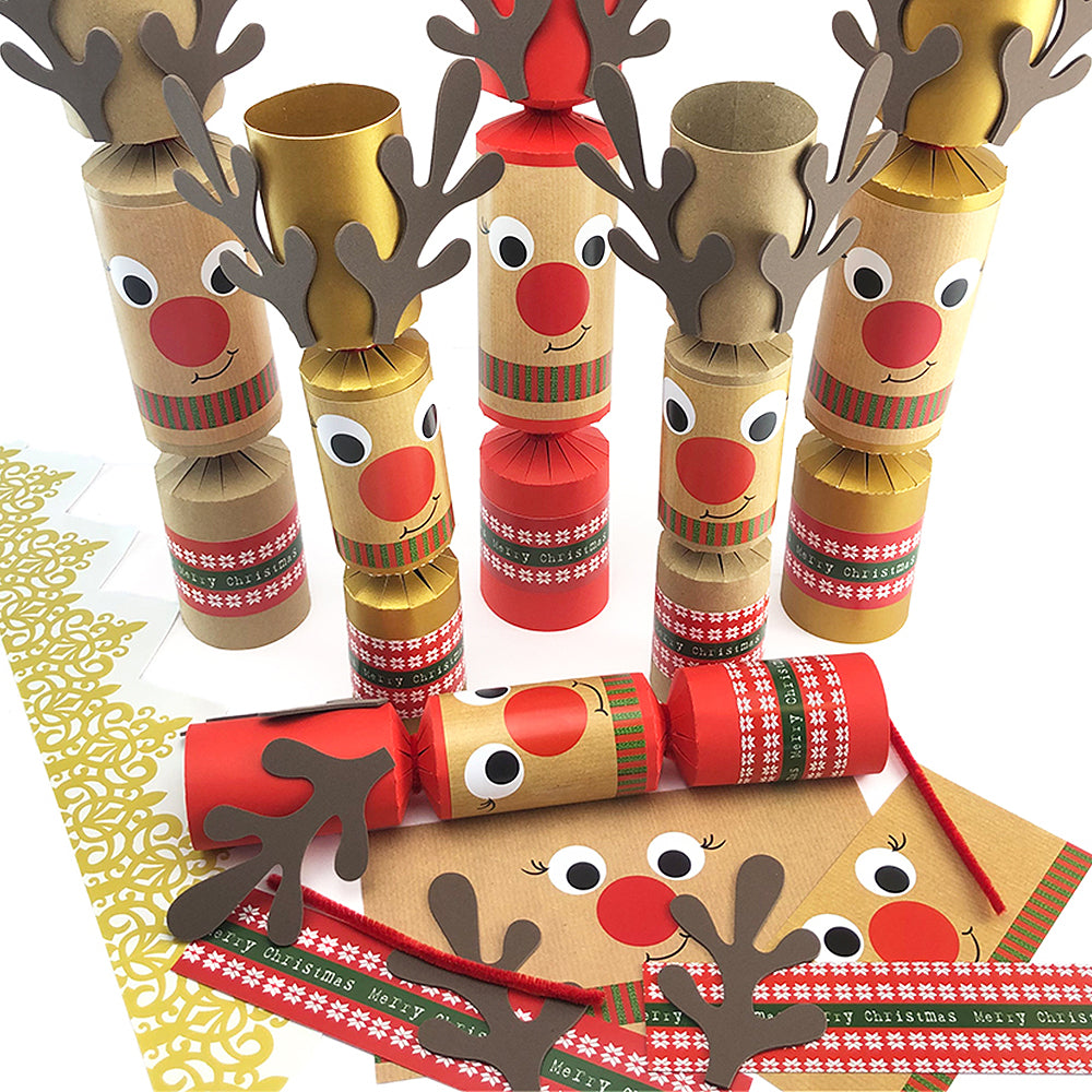 8 Standy Uppy Rudolph Crackers | Reindeer Christmas Cracker Making Craft Kit