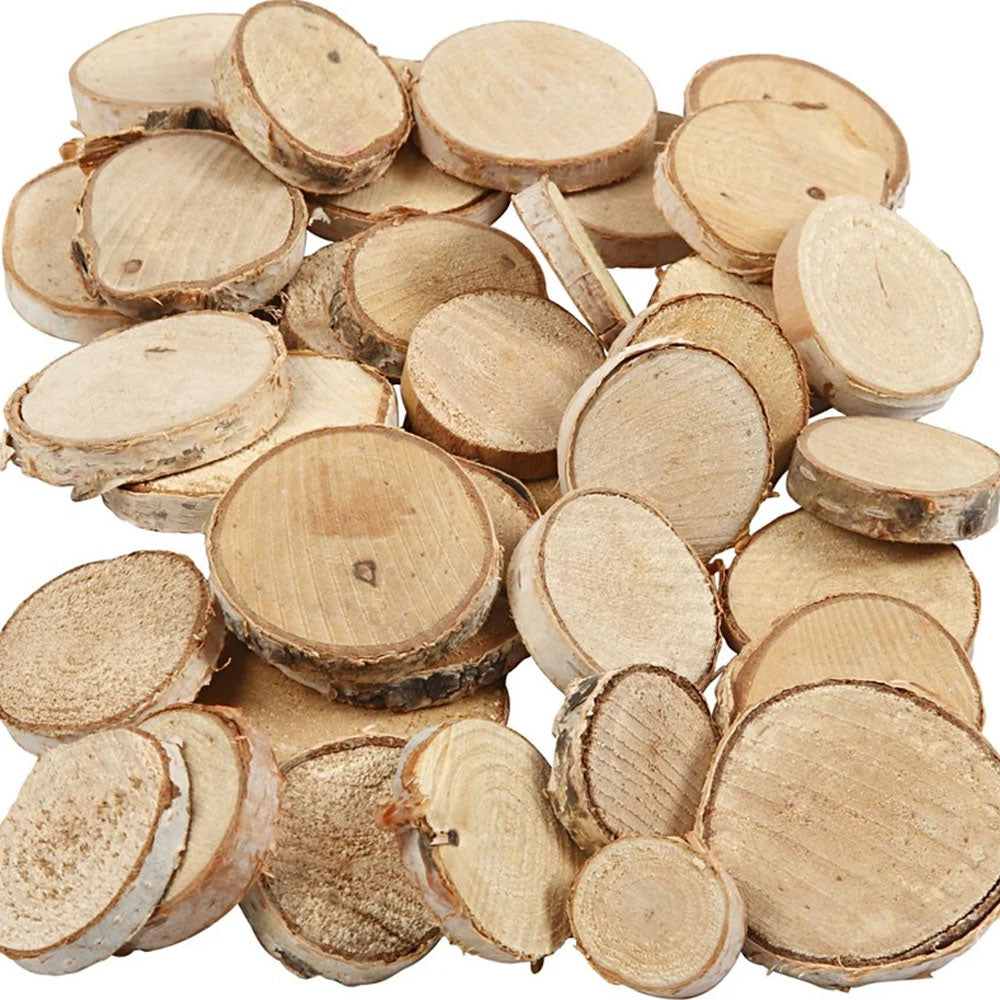 Natural Wood Discs with Bark for Floristry & Adult Crafts - 25mm to 45mm